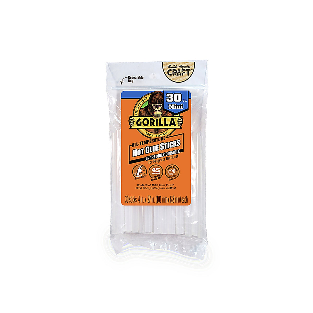Gorilla 3023003 Mini High Strength Hot Glue Sticks 30/pc.