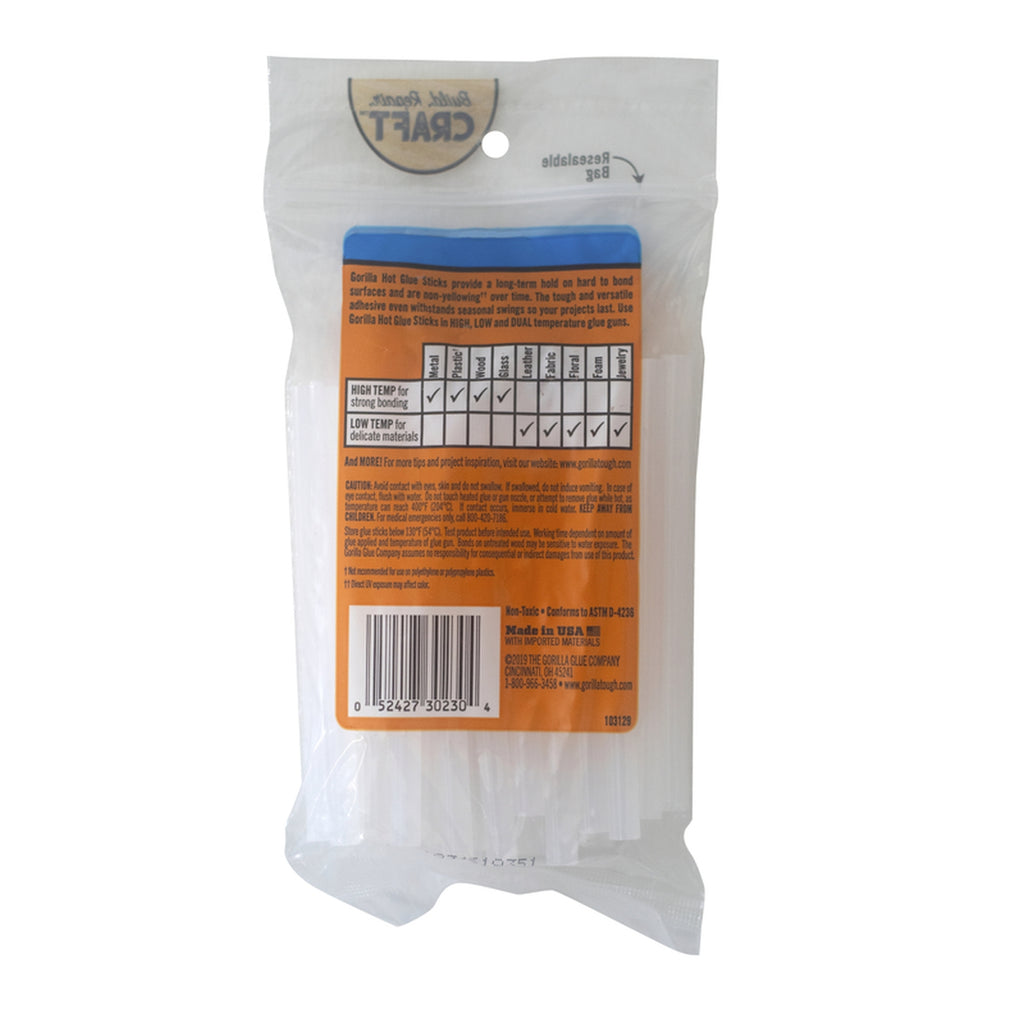 Gorilla 3023003 Mini High Strength Hot Glue Sticks 30/pc.