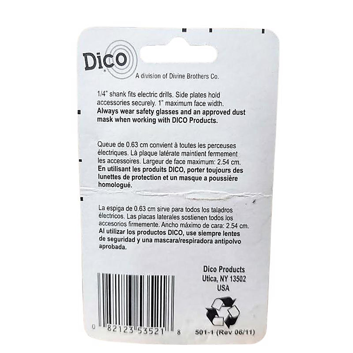 Dico 535-ARBOR 1/4 in. Dia. x 3 in. L Arbor Adapter 1/4 in. Round 1/pc.