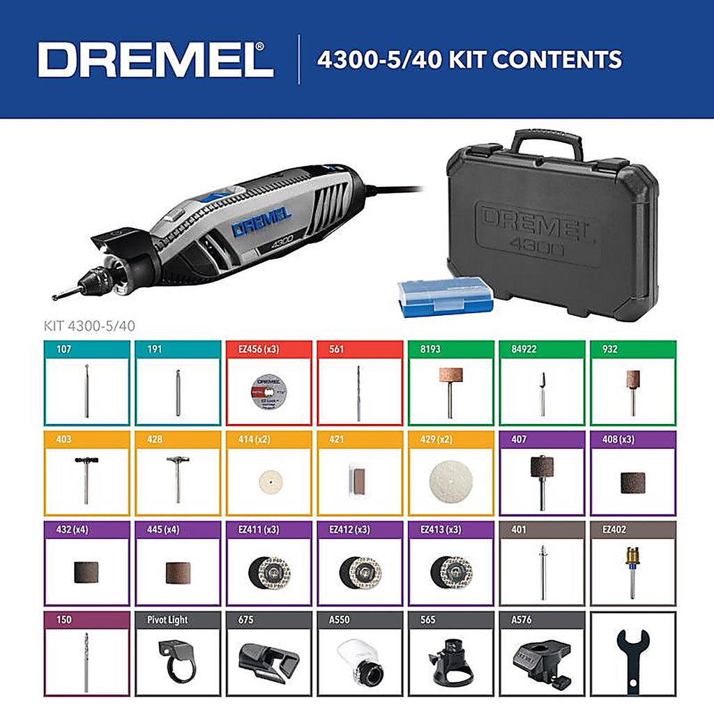 Dremel - 4300-5/40 - 4300 1.8 Amps Corded Rotary Tool Kit