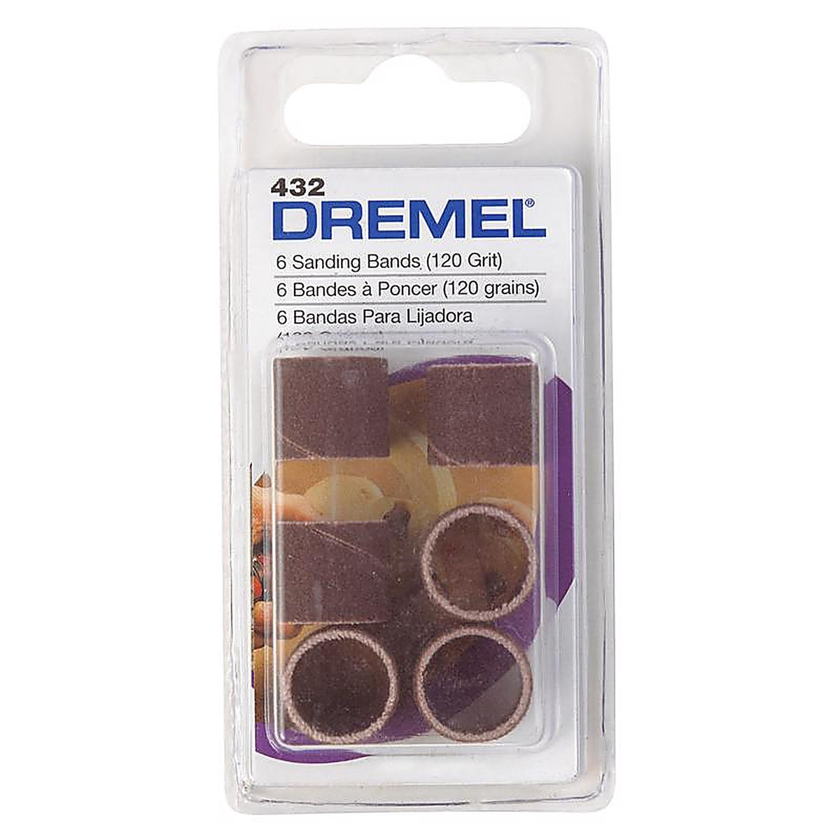 Dremel - 432 - 0.5 In. D X 1/2 In. L Aluminum Oxide Drum Sander Bands 120 Grit Fine 6 Piece