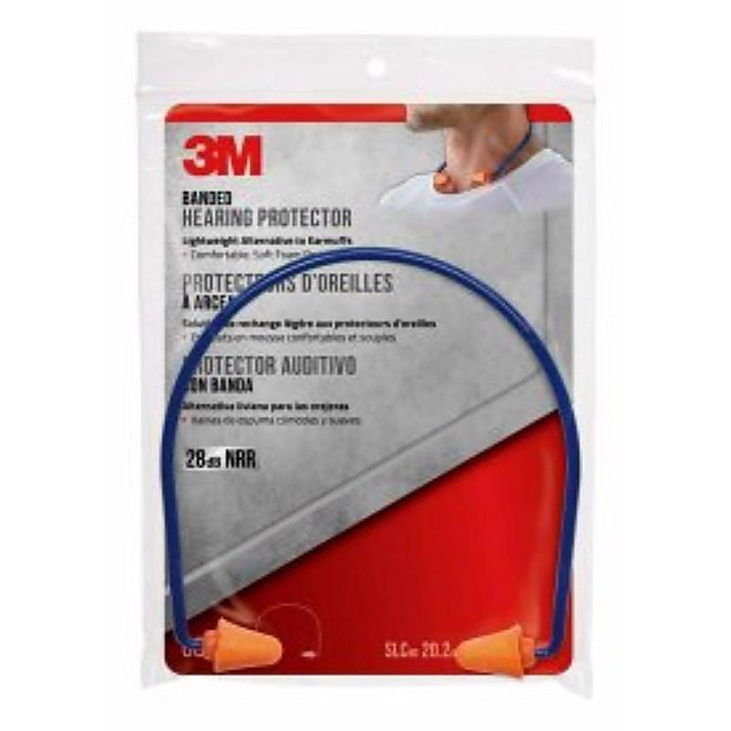 3M 90537-6DC 28 dB PVC Hearing Protector Banded Ear Plugs Blue/Orange 1/Pack