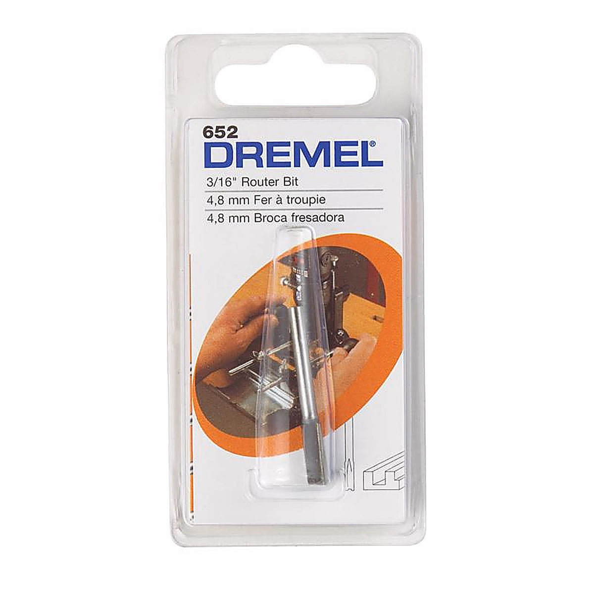 Dremel - 652 - 3/16 In. D X 3/16 In. X 3 In. L High Speed Steel 1-Flute Straight Router Bit