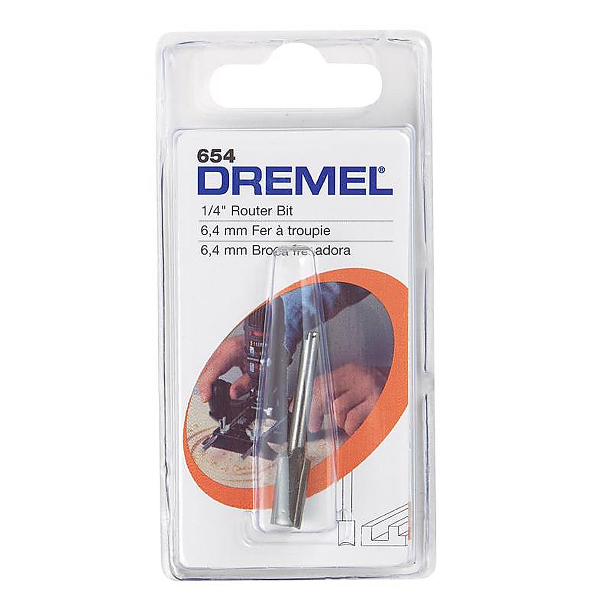 Dremel - 654 - 1/4 In. D X 1/4 In. X 2-1/4 In. L High Speed Steel 1-Flute Straight Router Bit