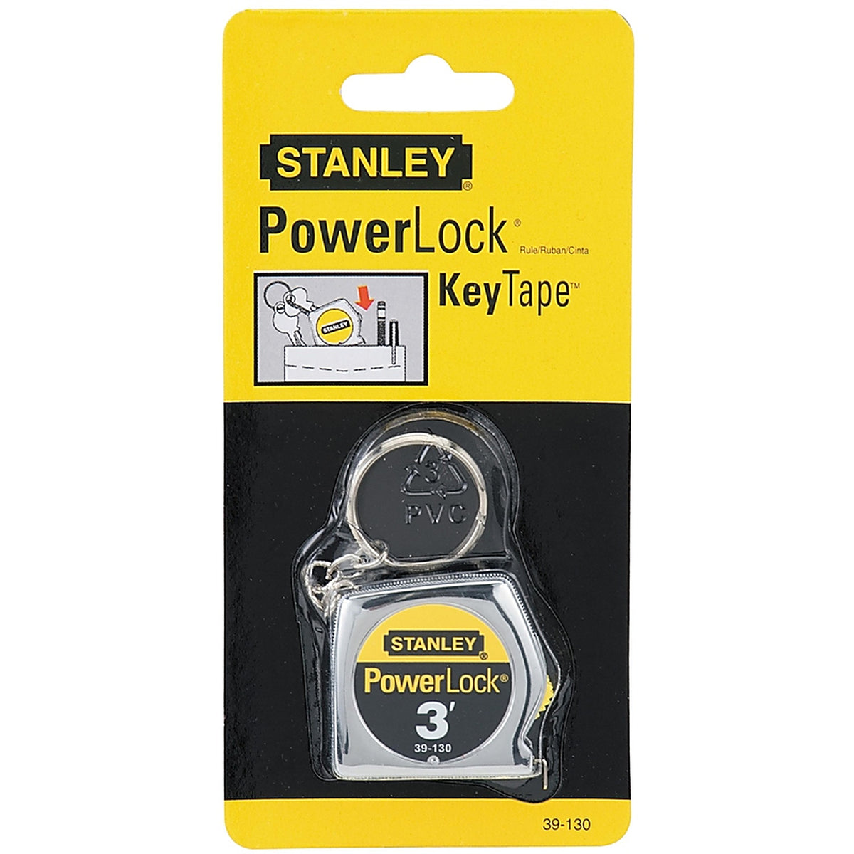 Stanley 39-130 PowerLock 3 ft. L x 0.25 in. W Key Chain Tape Measure 1/Pack
