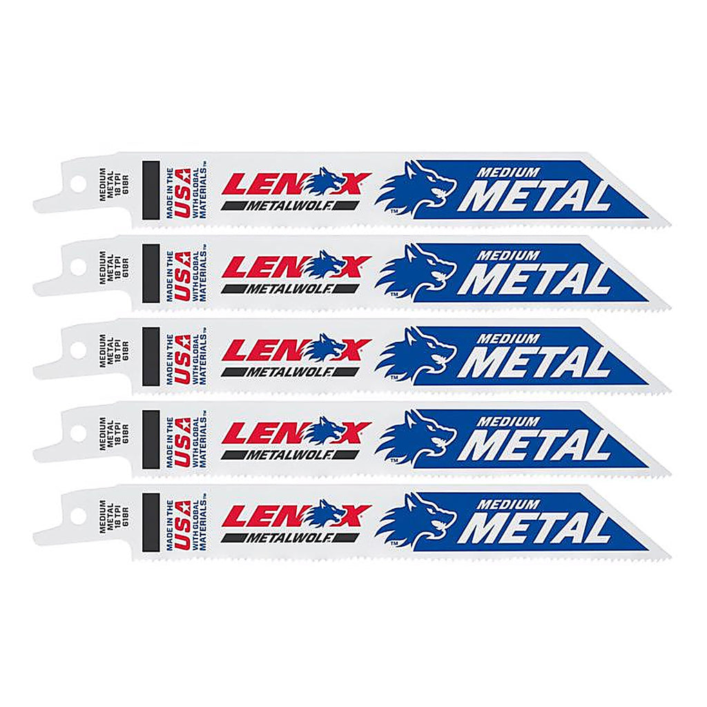 Lenox 20566618R METALWOLF 6 in. Bi-Metal WAVE EDGE Reciprocating Saw Blade 18 TPI 5 pk