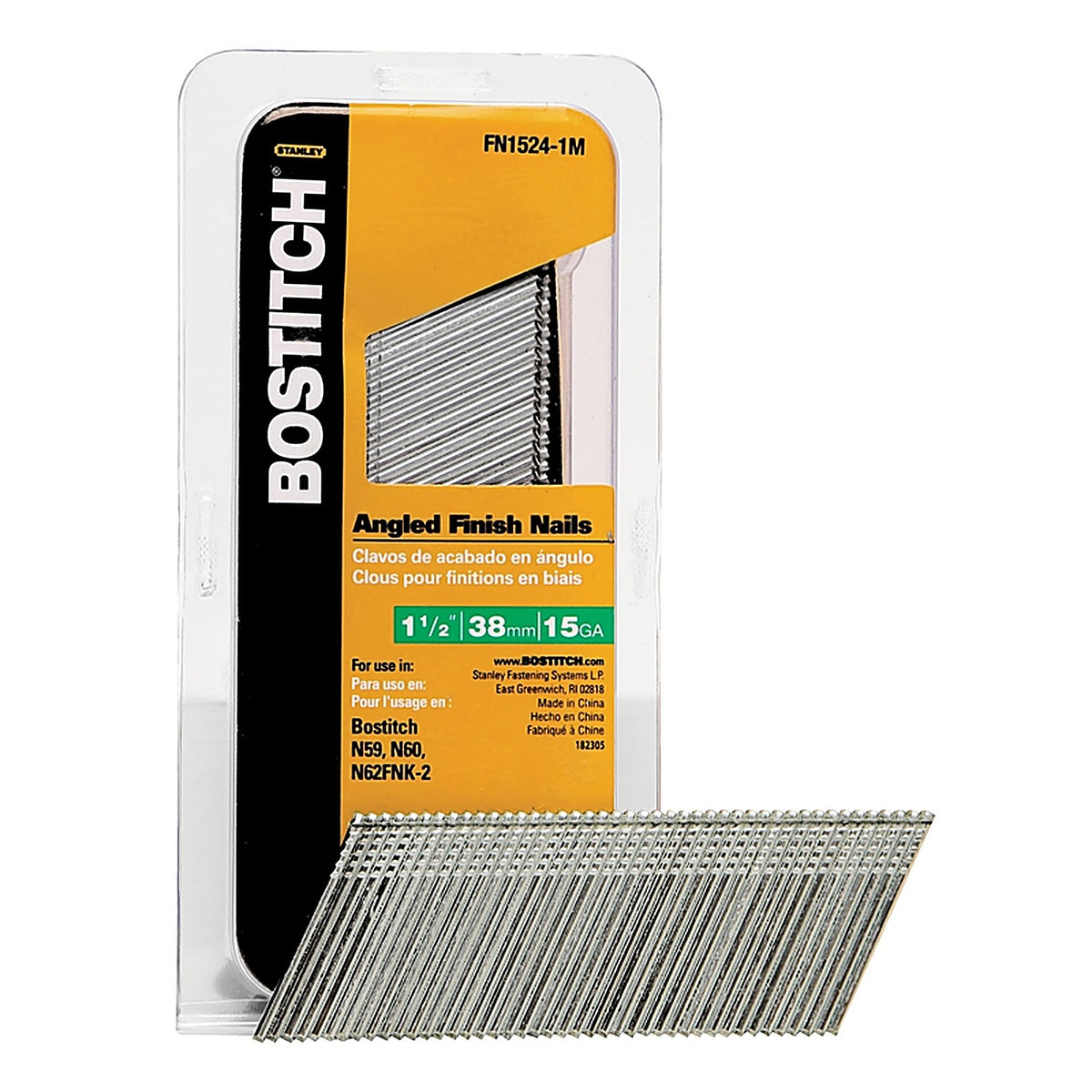 Stanley Bostitch FN1524-1M 1-1/2 in. 15 Ga. Angled Strip Finish Nails Smooth Shank 1,000/Pack