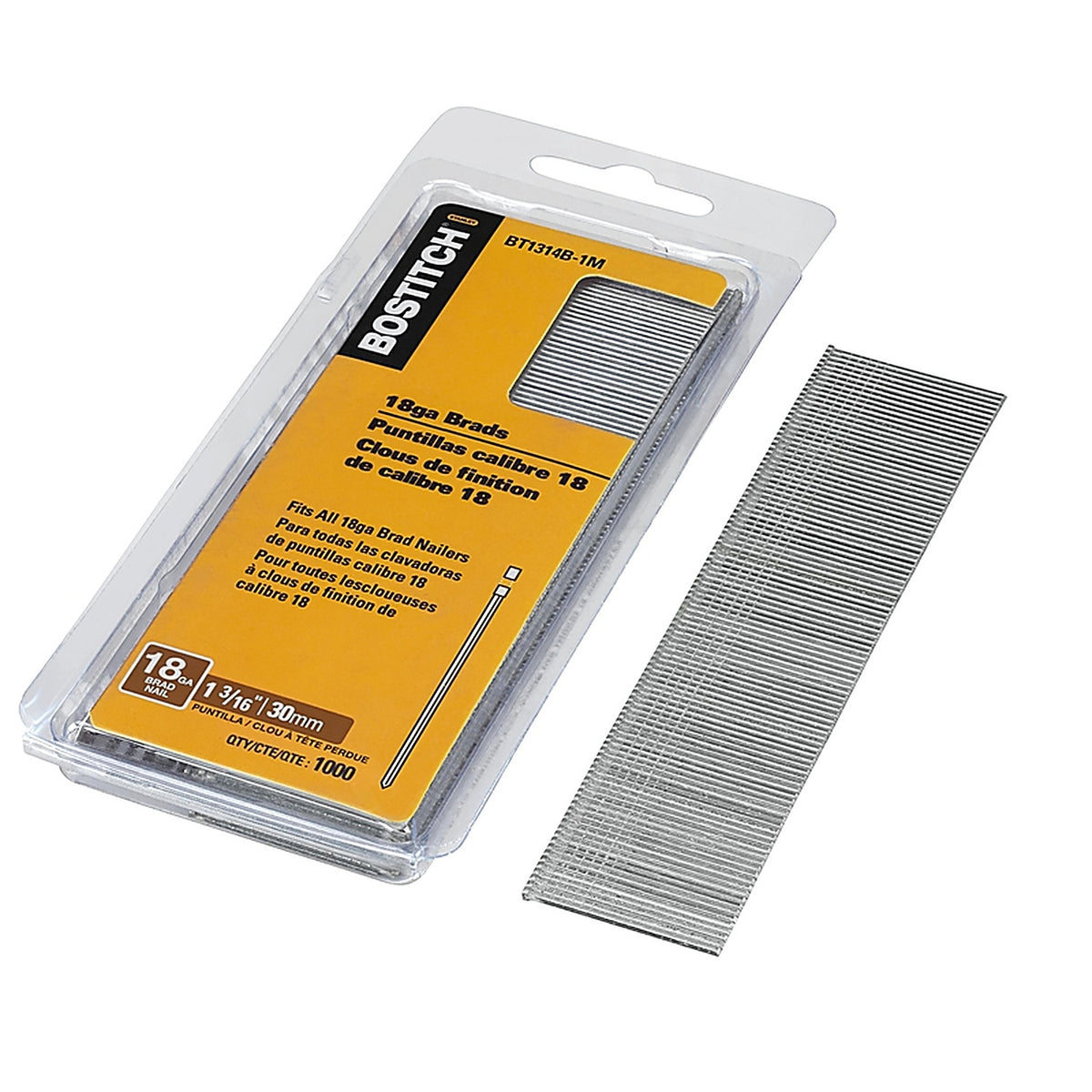 Bostitch - BT1314B-1M - 18 Ga. X 1-3/16 In. L Coated Steel Brad Nails 1000 Pack