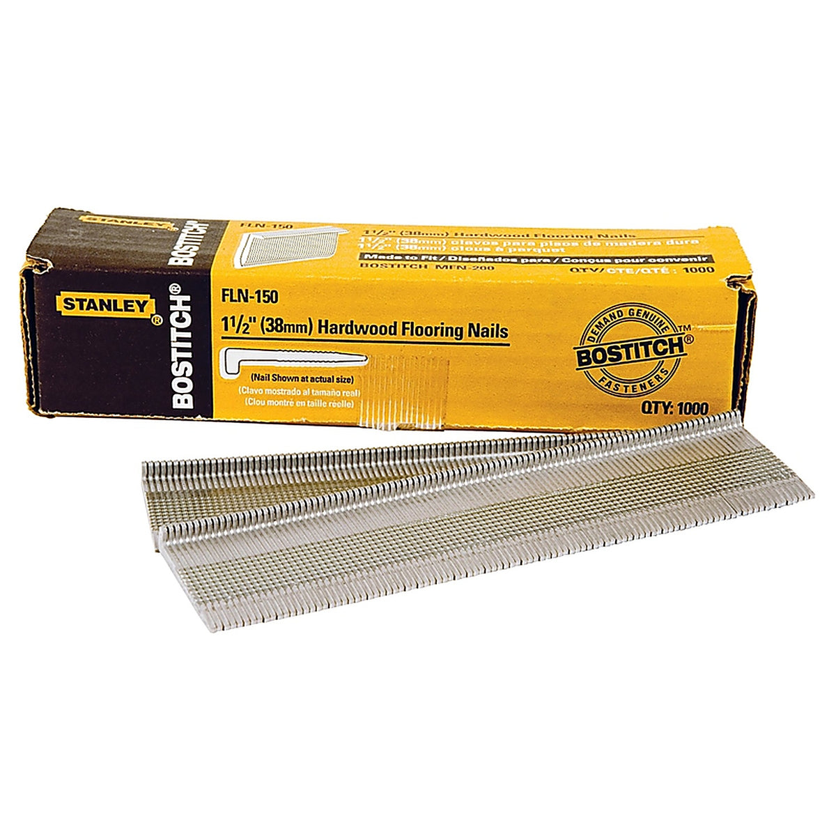 Bostitch - FLN-150 - 1-1/2 In. L X 15 Ga. Straight Strip Coated L Head Flooring Cleat Nails 1,000 Pack