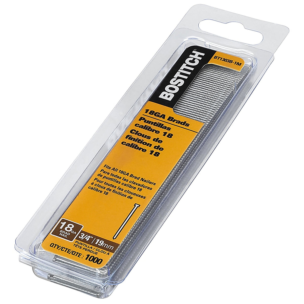 Bostitch - BT1303B-1M - 18 Ga. X 3/4 In. L Galvanized Steel Brad Nails 1000 Pack