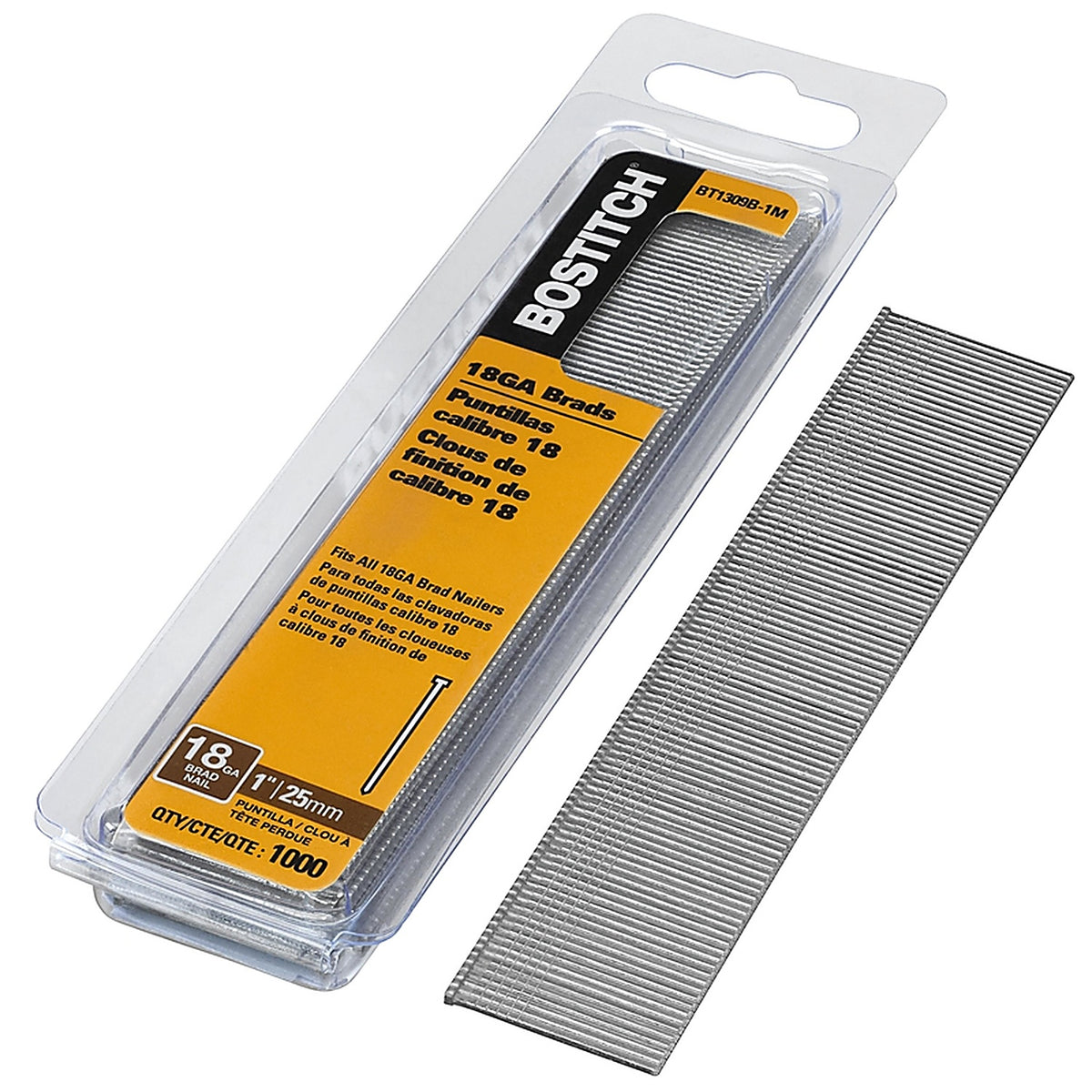 Bostitch - BT1309B-1M - 18 Ga. X 1 In. L Coated Steel Brad Nails 1000 Pack