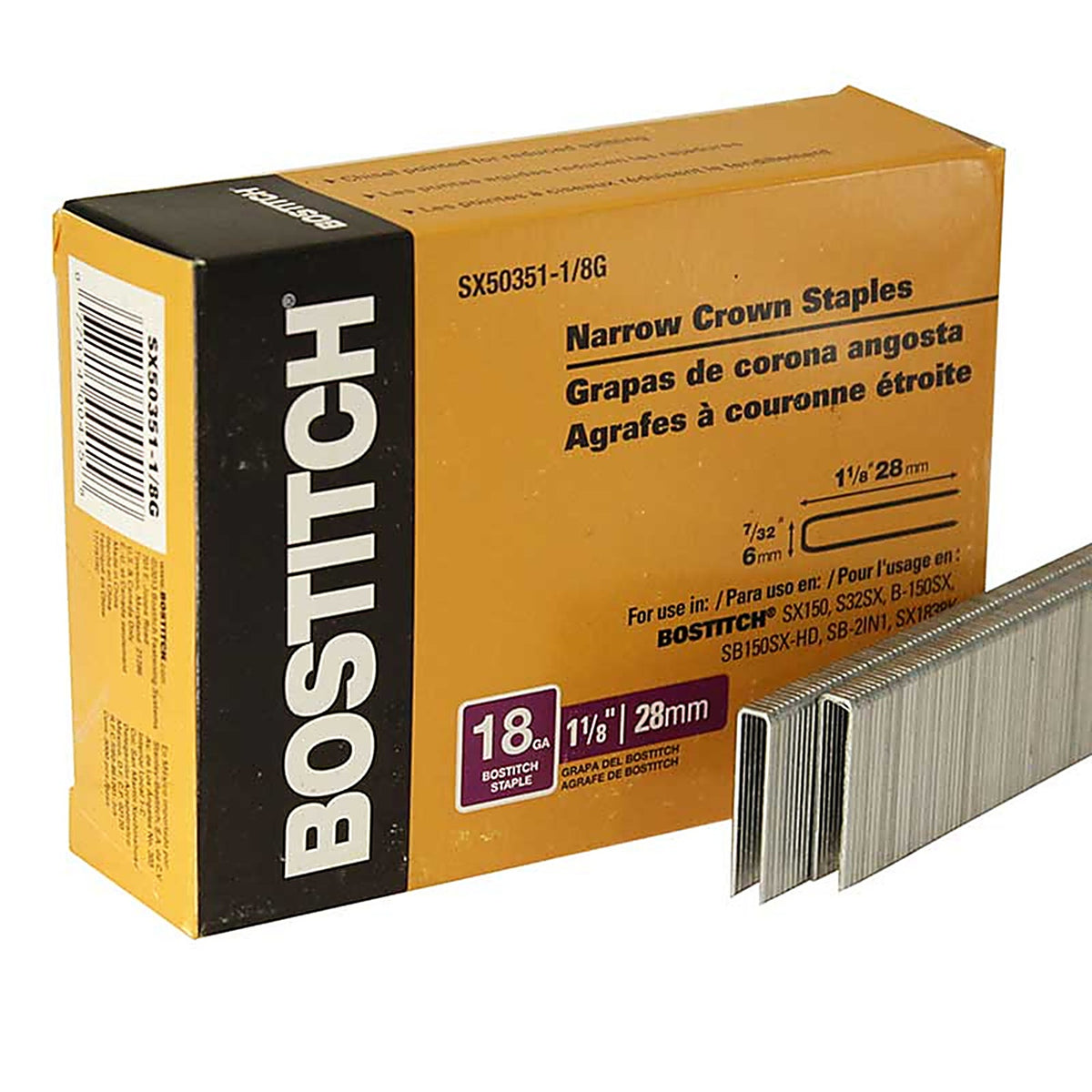 Bostitch - SX50351-1/8G - 7/32 In. W X 1-1/8 In. L Galvanized Steel Wire Staples 18 Ga.