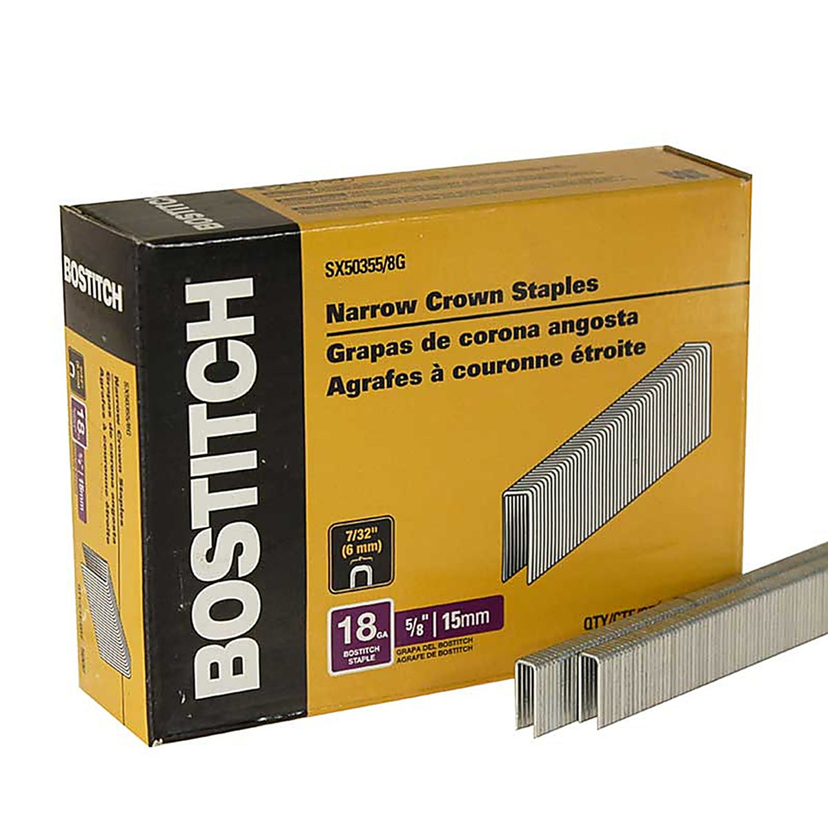 Bostitch - SX50355/8G - 7/32 In. W X 5/8 In. L Galvanized Steel Wire Staples 18 Ga.