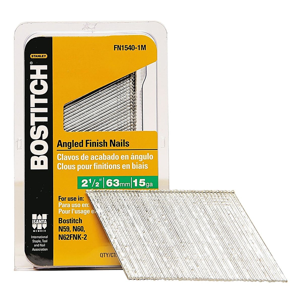 Stanley Bostitch FN1540-1M 2-1/2 in. 15 Ga. Angled Strip Finish Nails Smooth Shank 1,000/Pack