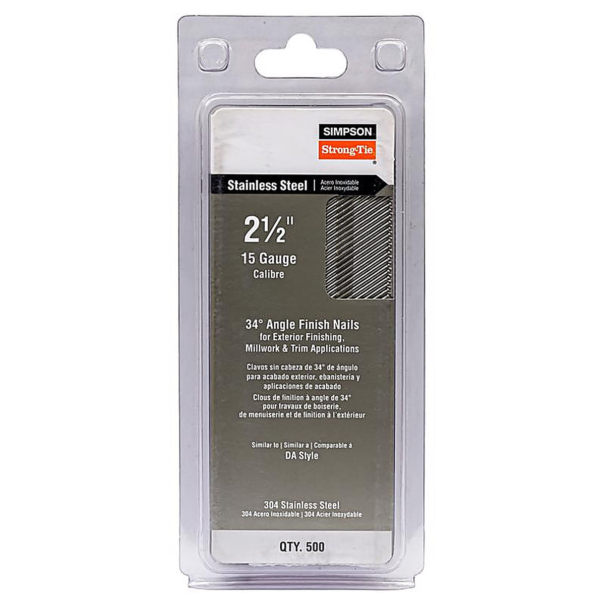 Simpson Strong-Tie - S15N250SFB - 2-1/2 In. L X 15 Ga. Angled Strip Coated Nails 500 Pack