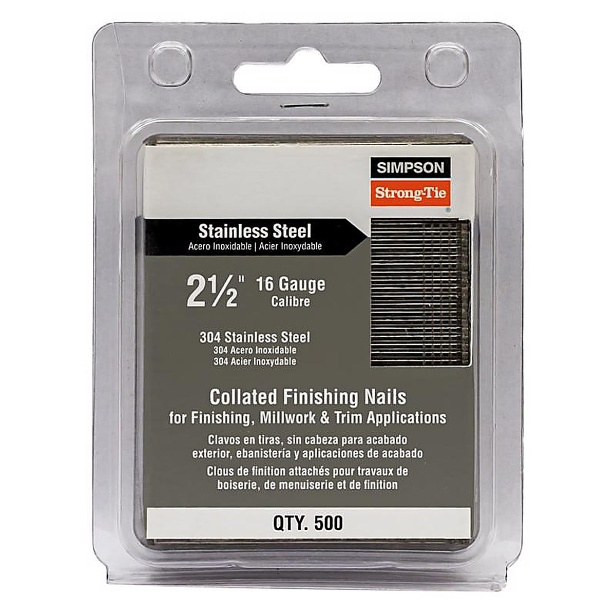 Simpson Strong-Tie - S16N250FNB - 2-1/2 In. L X 16 Ga. Straight Strip Coated Nails 500 Pack