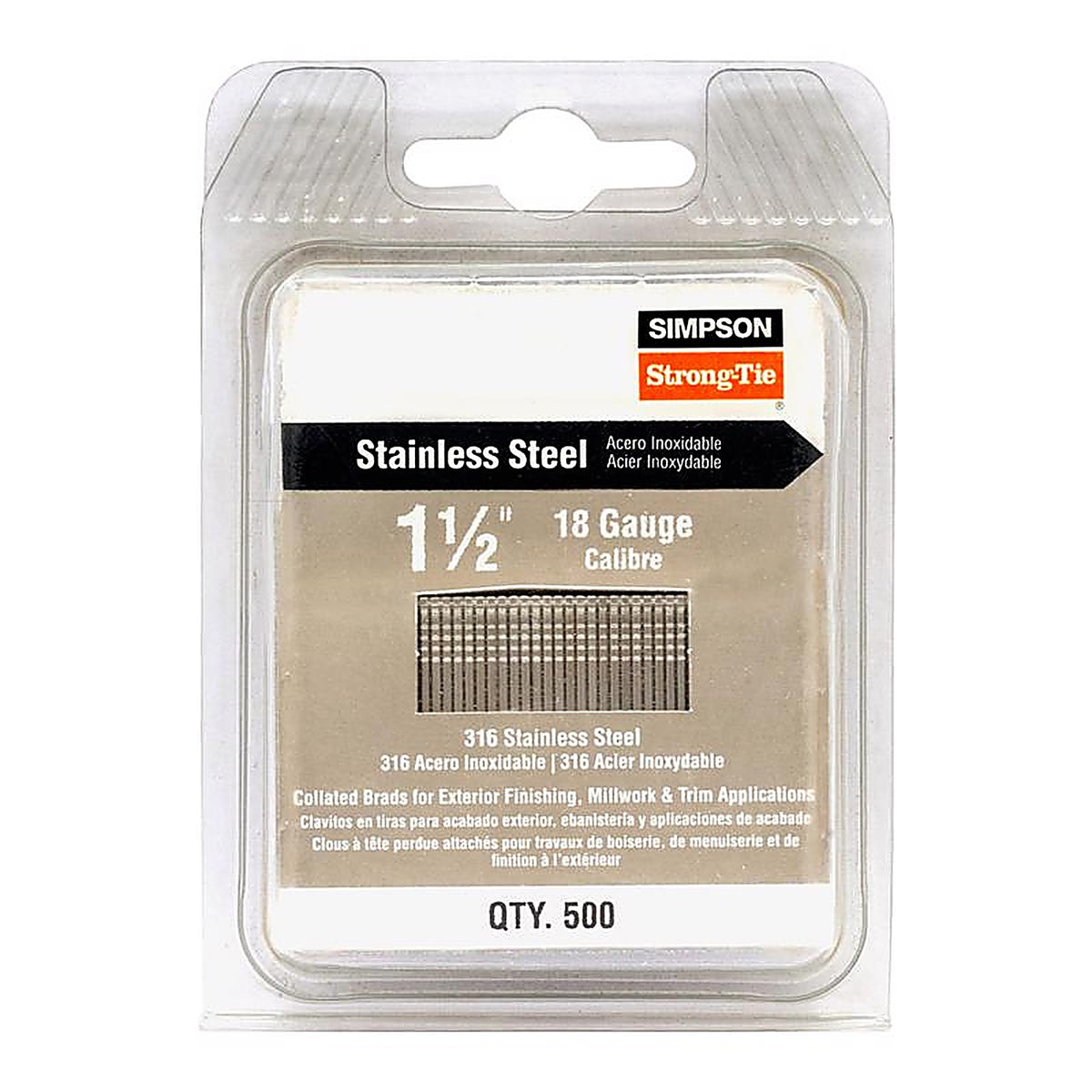 Simpson Strong-Tie - T18N150FNB - 1-1/2 In. L X 18 Ga. Straight Strip Coated Nails 500 Pack