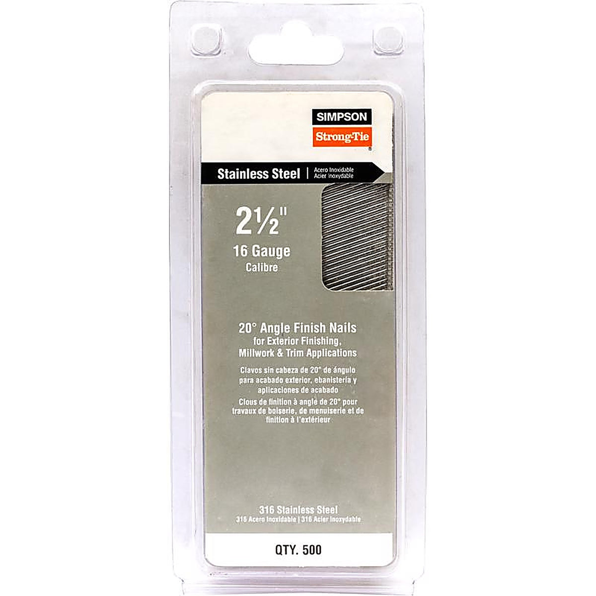 Simpson Strong-Tie - T16N250PFB - 2-1/2 In. L X 16 Ga. Angled Coil Coated Nails 20 Deg 500 Pack