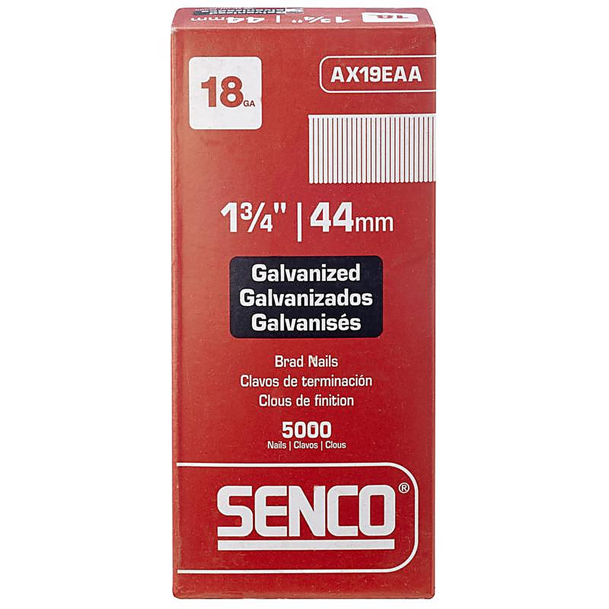 Senco - AX19EAA - 18 Ga. X 1-3/4 In. L Galvanized Steel Brad Nails 5000 Pack