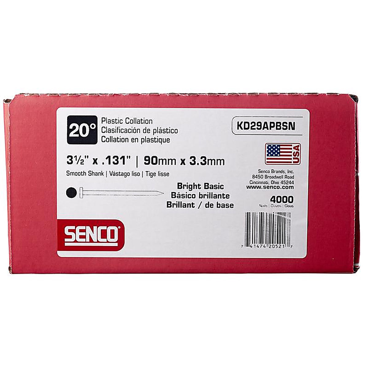 Senco KD29APBSN 3-1/2 in. 16 speed Angled Strip Framing Nails Smooth Shank