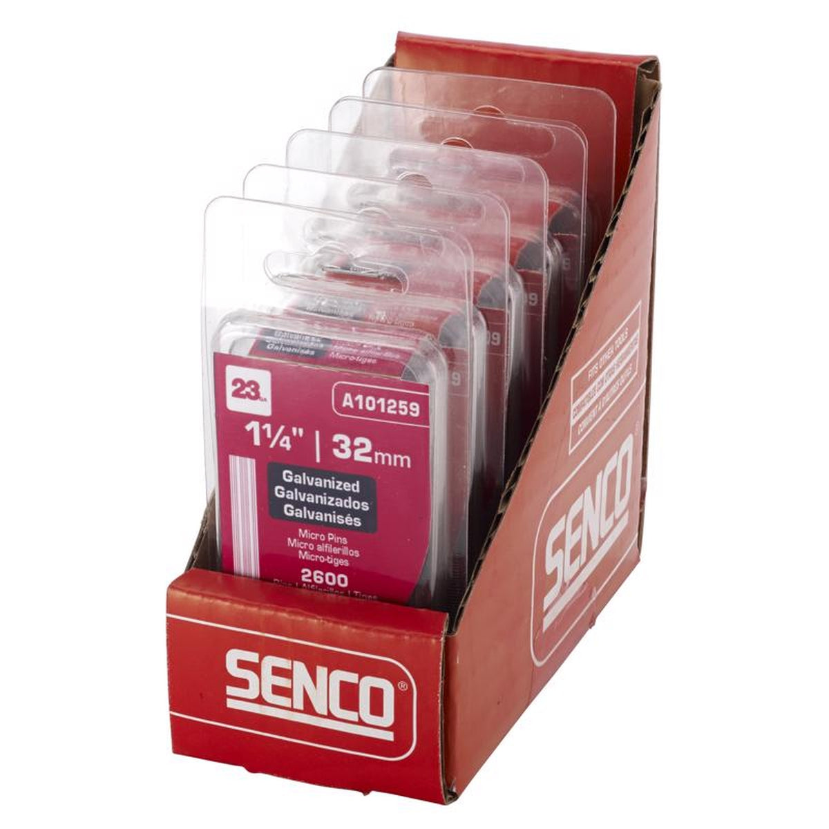 Senco A101259 1-1/4 in. 23 Ga. Straight Strip Micro Pins Smooth Shank 2,600/Pack