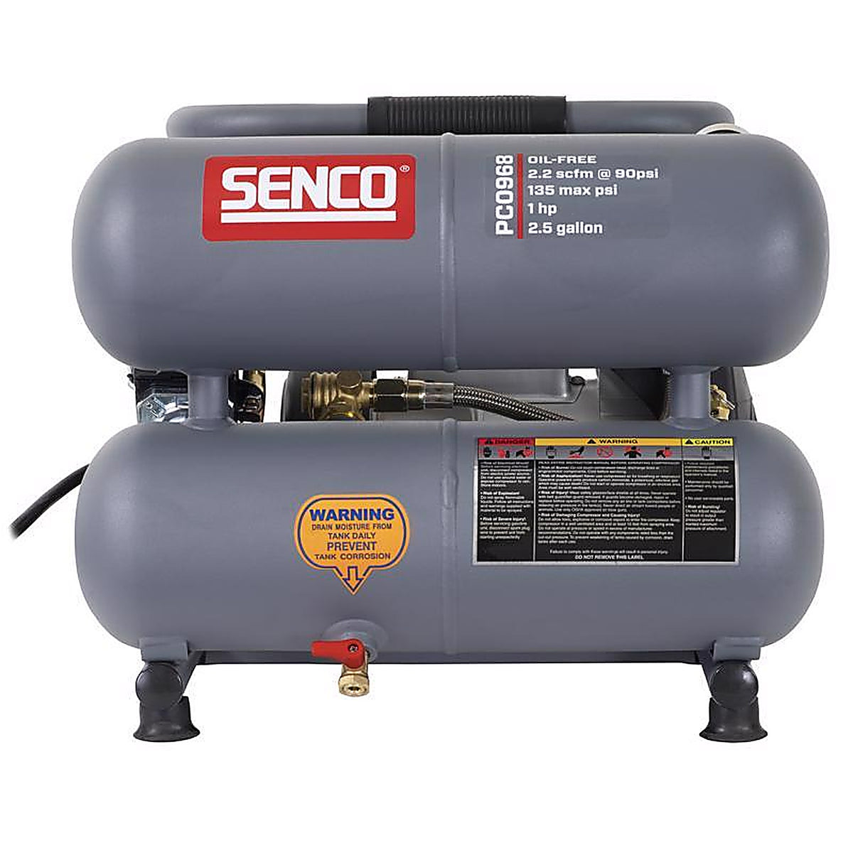 Senco PC0968 2.5 gal Horizontal Portable Air Compressor 135 psi 1.5 HP