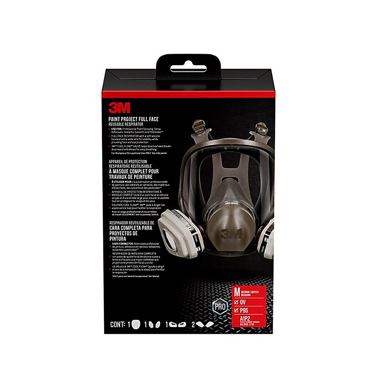 3M - 68P71P1-DC - P95 Paint Project Full Face Respirator Black M 1 Pack