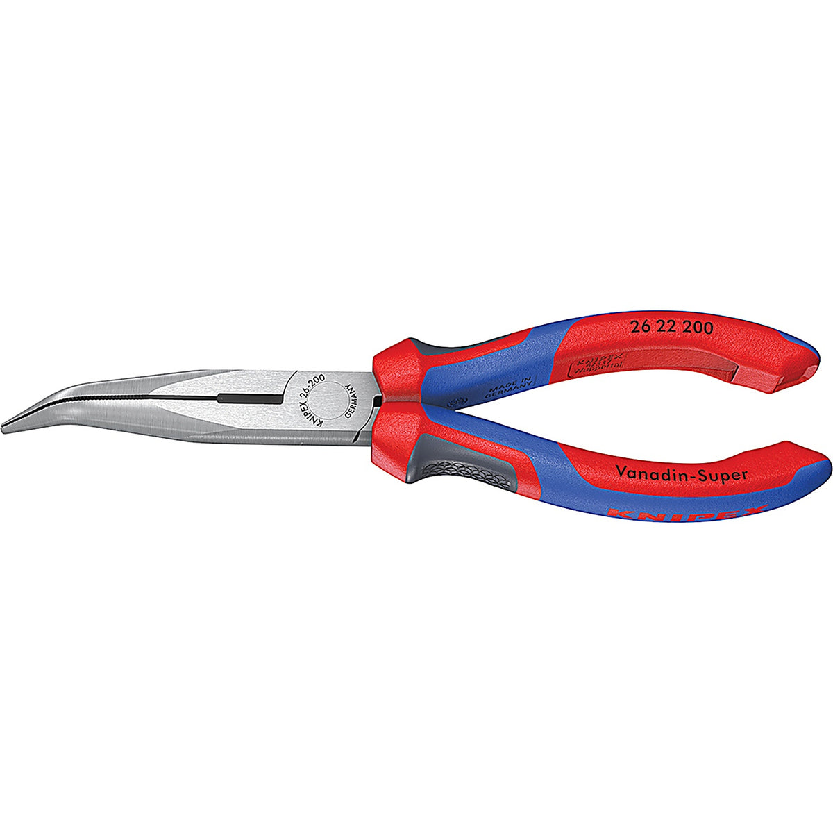 Knipex - 2622200SBA - 8 Inch Long Nose 40 Degree Angled Pliers with Cutter
