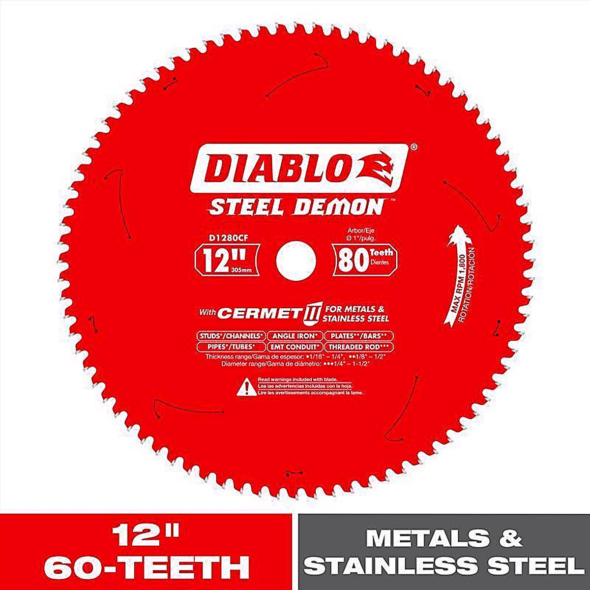 Diablo - D1260CF - Steel Demon 12 In. D X 1 In. Cermet Metal Saw Blade 60 Teeth 1 Pack