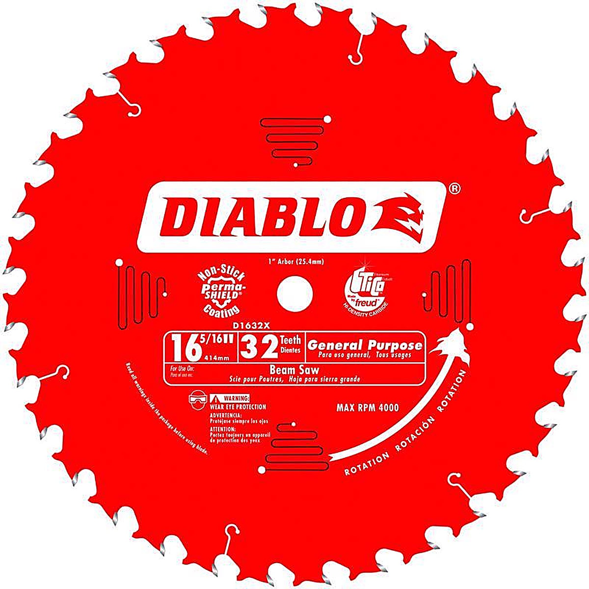 Diablo - D1632X - 16-5/16 In. D X 1 In. Gp Tico Hi-Density Carbide Circular Saw Blade 32 Teeth 1 Pack