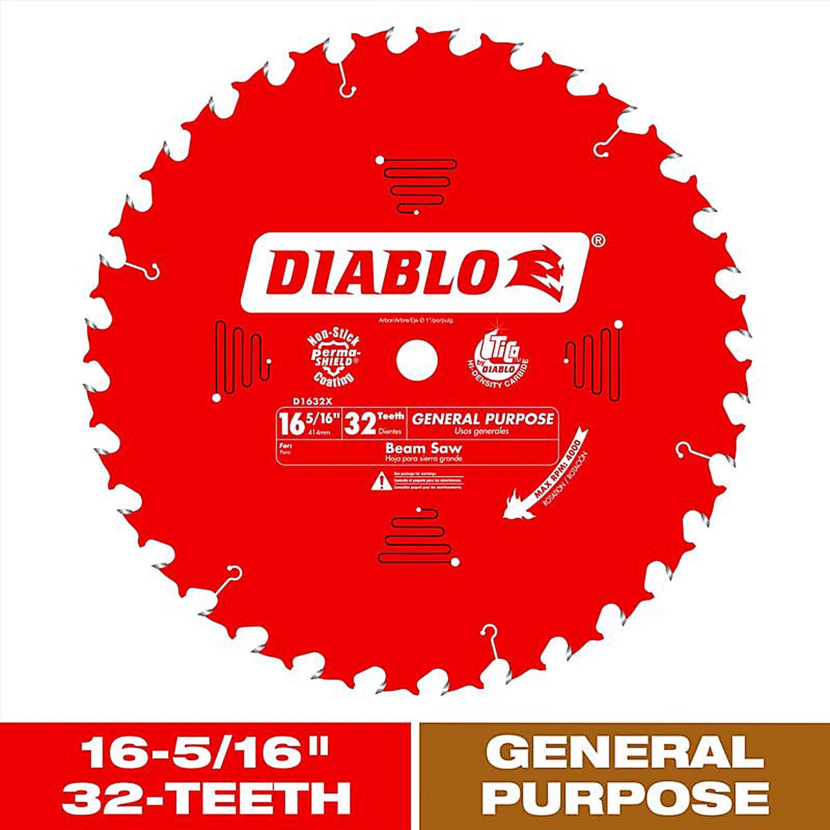 Diablo - D1632X - 16-5/16 In. D X 1 In. Gp Tico Hi-Density Carbide Circular Saw Blade 32 Teeth 1 Pack