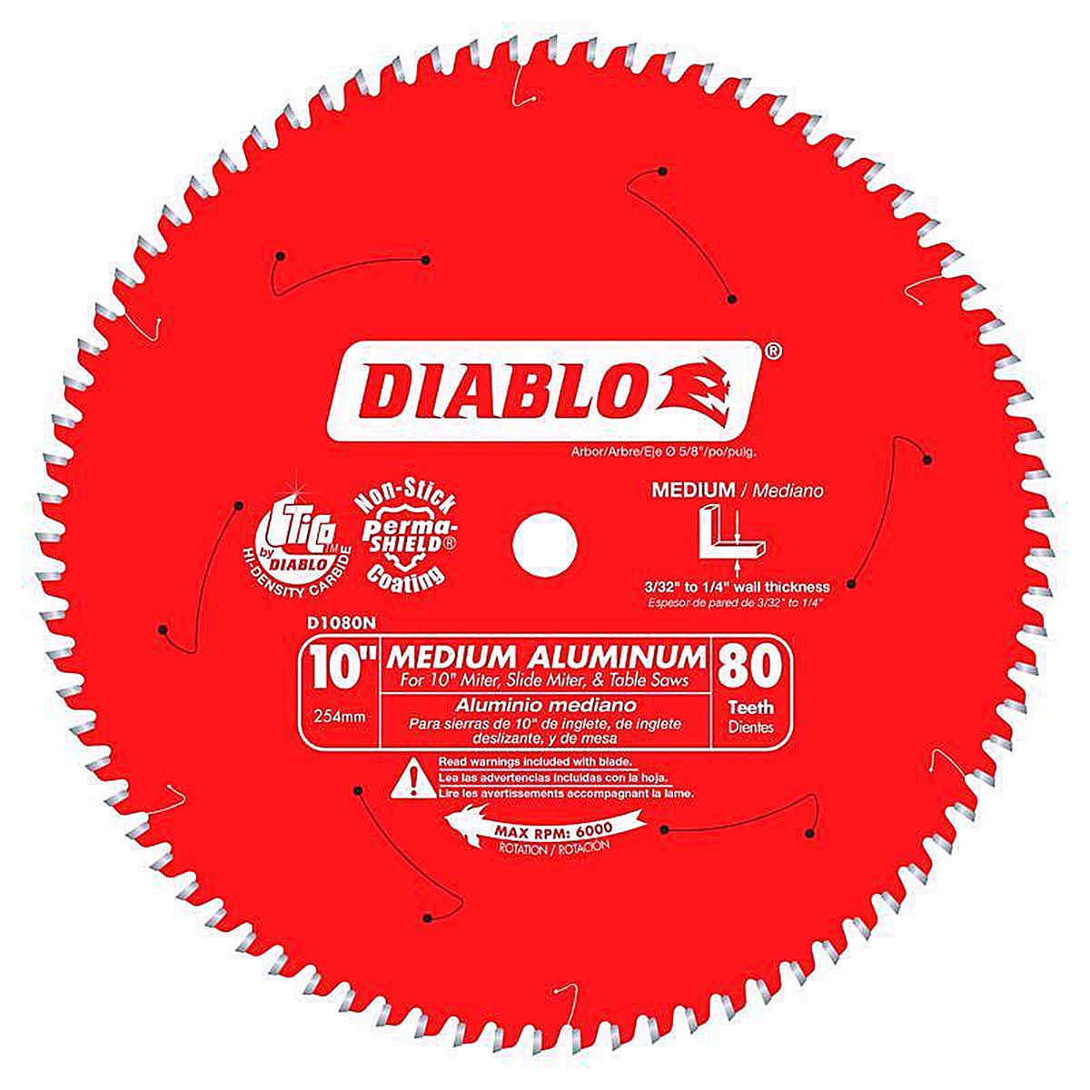 Diablo D1080N 10 in. D X 5/8 in. S Carbide Saw Blade 80 teeth 1 pk