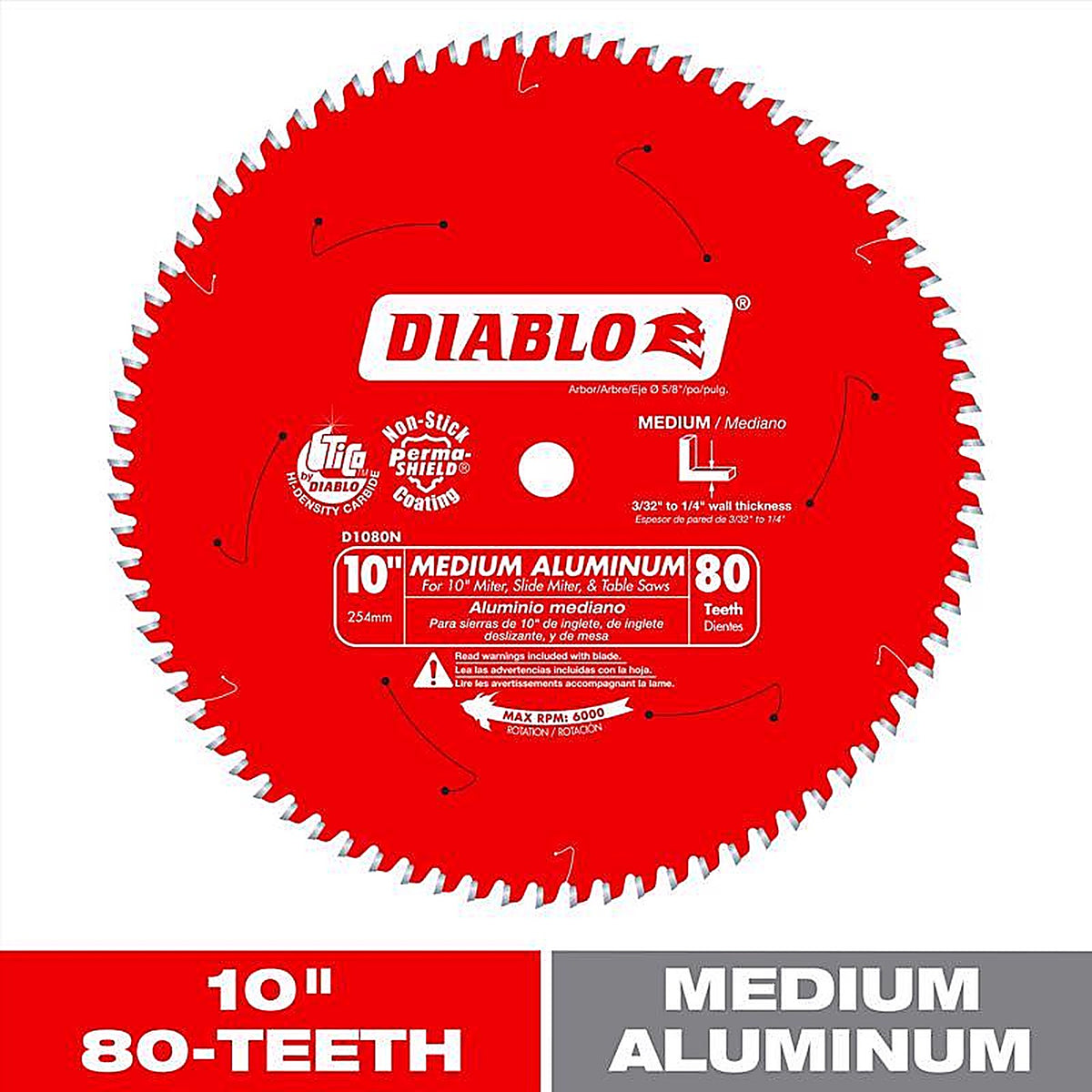 Diablo D1080N 10 in. D X 5/8 in. S Carbide Saw Blade 80 teeth 1 pk