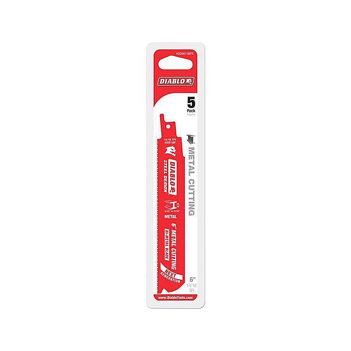 Diablo DS0614BF5 Steel Demon 6 in. Bi-Metal Dual Tooth Reciprocating Saw Blade 14/18 TPI 5 pk