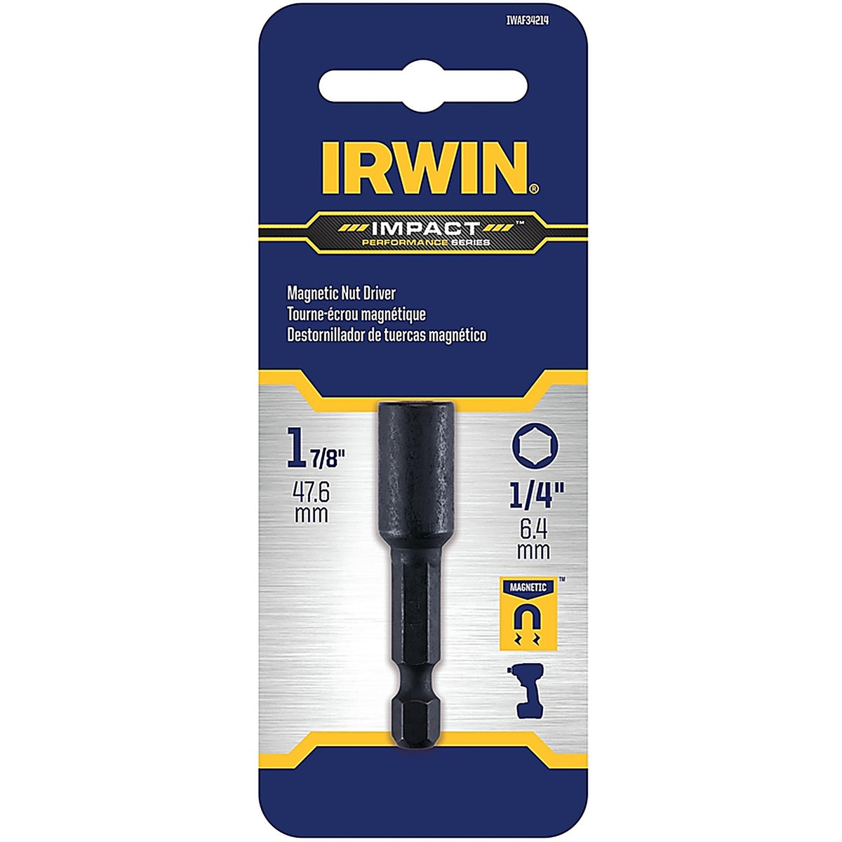 Irwin - IWAF34214 - Impact Performance 1/4 In. SAE Lobular Power Nut Driver 1-7/8 In. L 1 Piece
