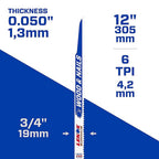 Lenox 20586S156R 12 in. Bi-Metal Reciprocating Saw Blade 6 TPI 1/Pack