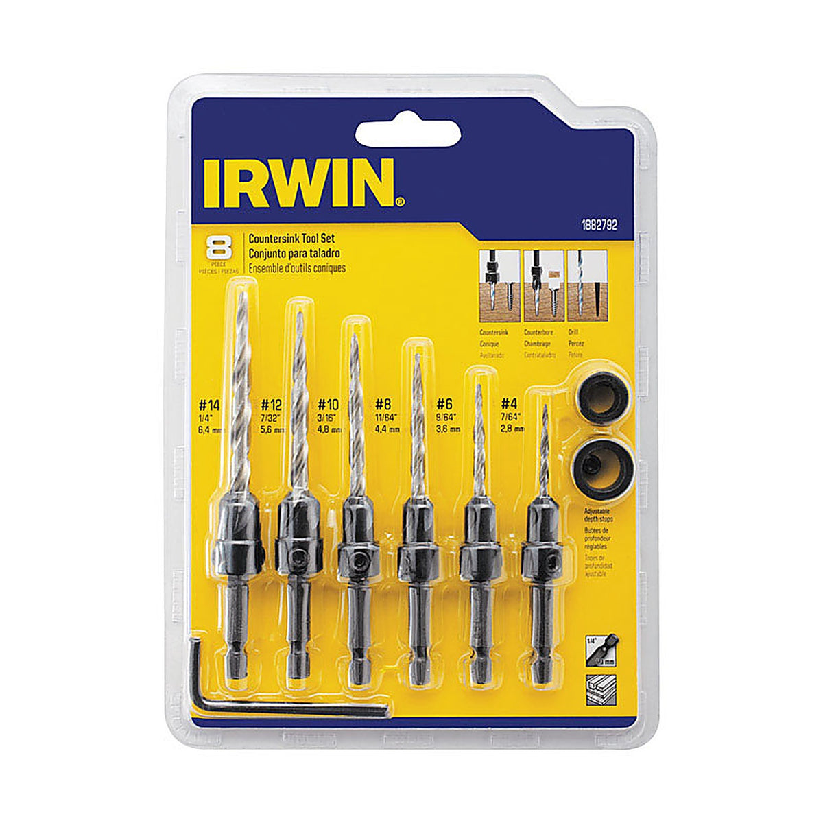 Irwin - 1882792 - Multi Size D Steel Wood Countersink 8 Piece