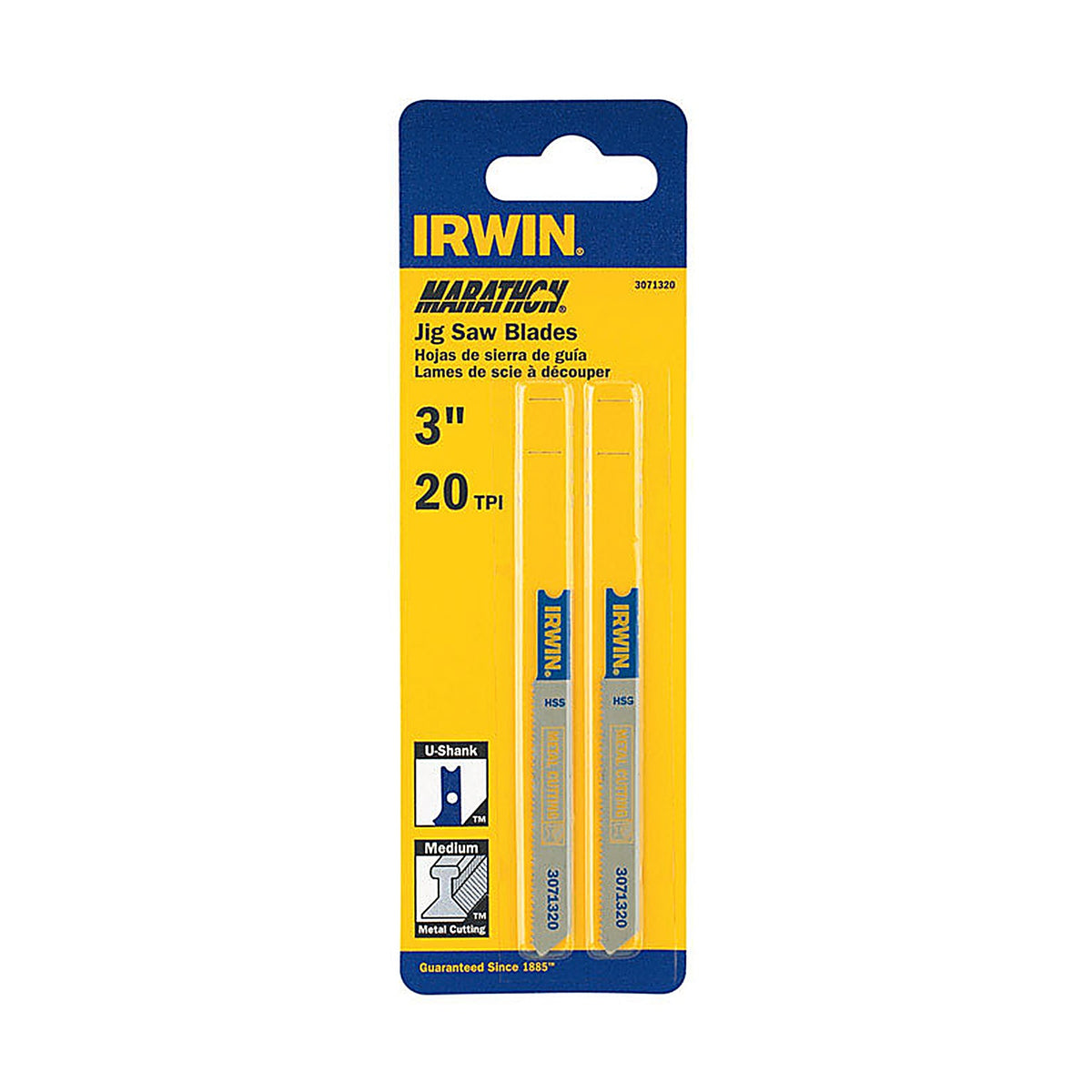 Irwin - 3071320 - Marathon 3-1/4 In. Bi-Metal U-Shank Jig Saw Blade 20 TPI 2 Pack