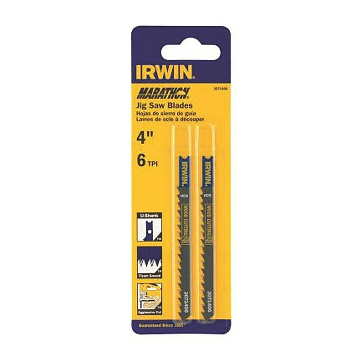 Irwin - 3071406 - Marathon 4 In. Carbon Steel U-Shank Jig Saw Blade 6 TPI 2 Pack