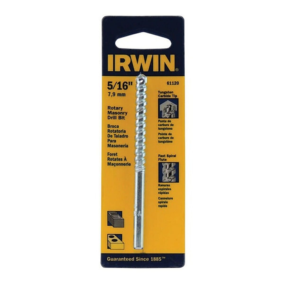 Irwin - 61120 - 5/16 In. X 4 In. L Carbide Tipped Rotary Drill Bit Straight Shank 1 Piece