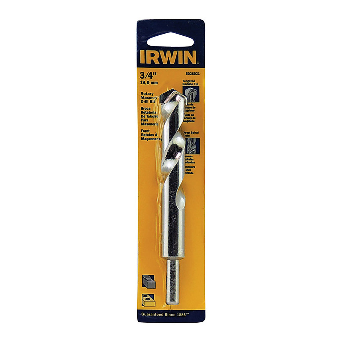Irwin - 5026021 - 3/4 In. X 6 In. L Tungsten Carbide Tipped Rotary Drill Bit Straight Shank 1 Piece