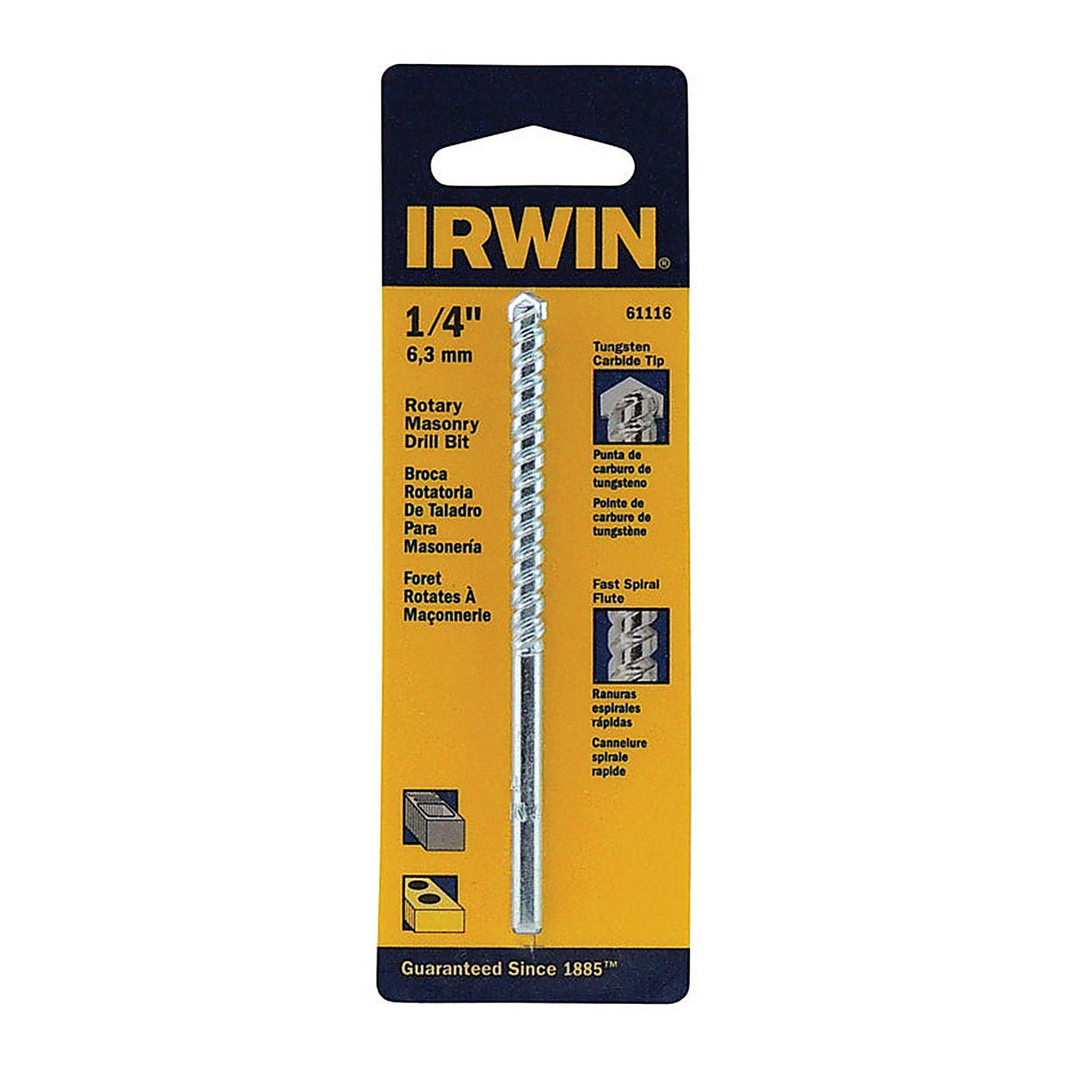 Irwin - 61116 - 1/4 In. X 4 In. L Carbide Tipped Rotary Drill Bit Straight Shank 1 Piece