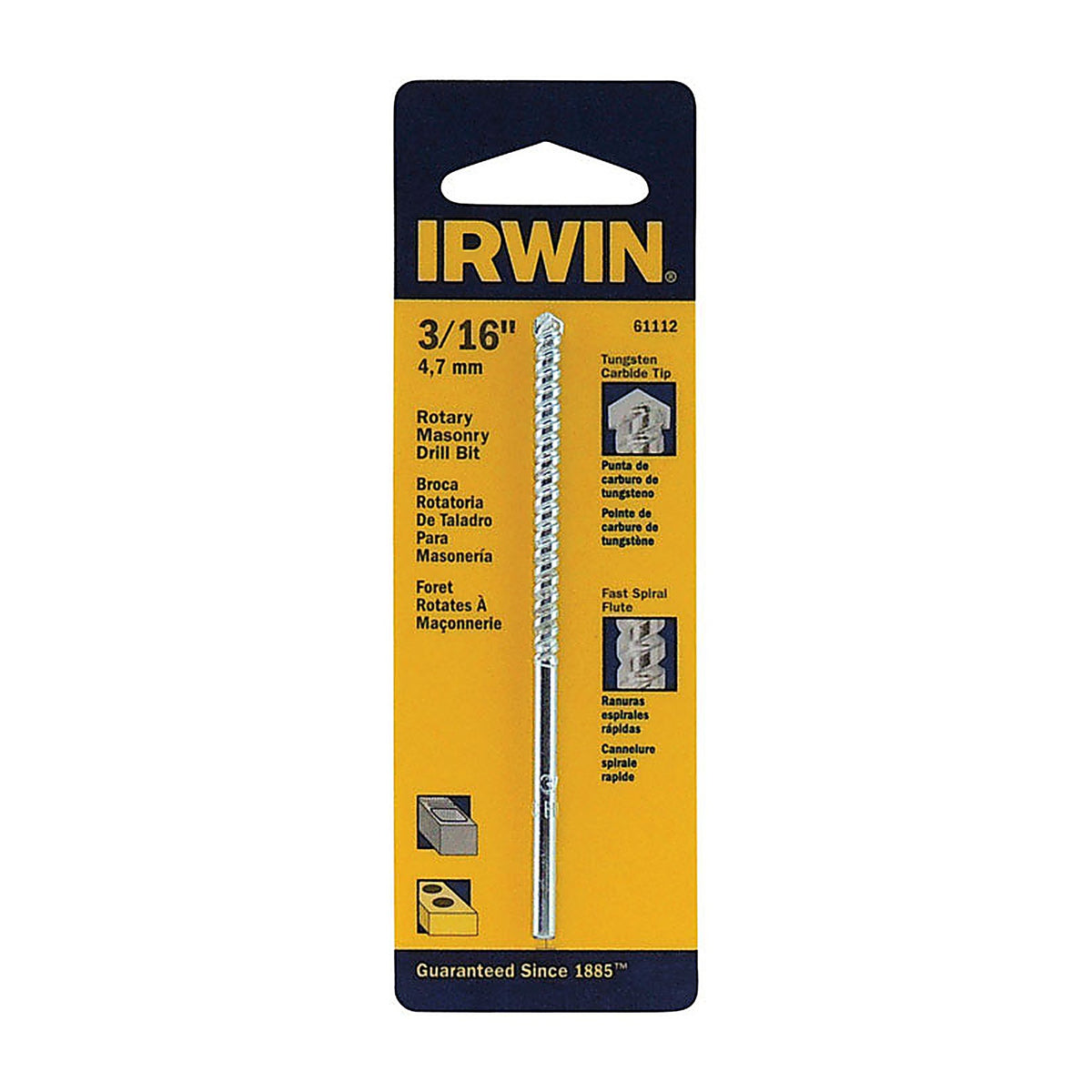 Irwin - 61112 - 3/16 In. X 4 In. L Chrome Vanadium Steel Rotary Drill Bit Straight Shank 1 Pack