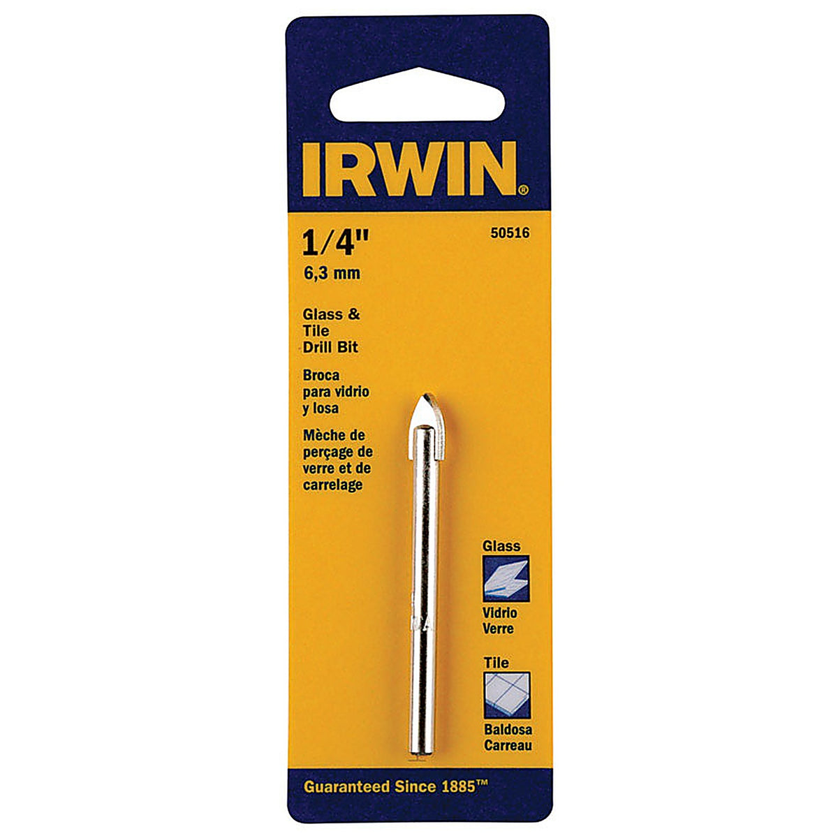 Irwin 50516 1/4 in. S X 4 in. L Carbide Tipped Glass And Tile Drill Bit 1 pc