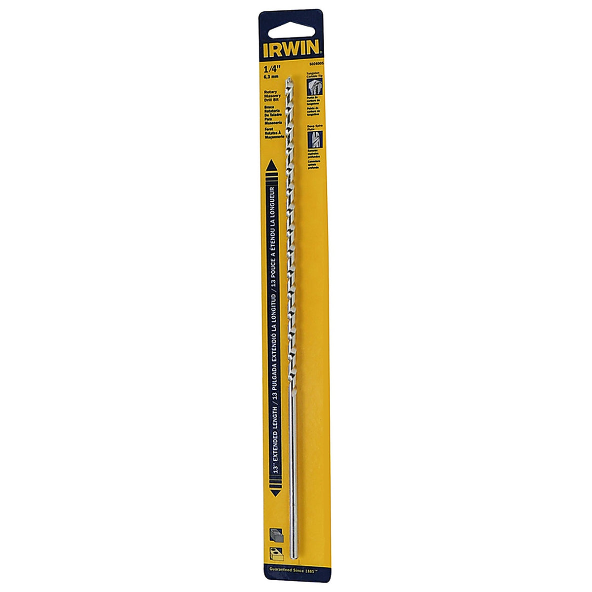 Irwin - 5026005 - 1/4 In. X 13 In. L Tungsten Carbide Tipped Rotary Drill Bit Straight Shank 1 Pack