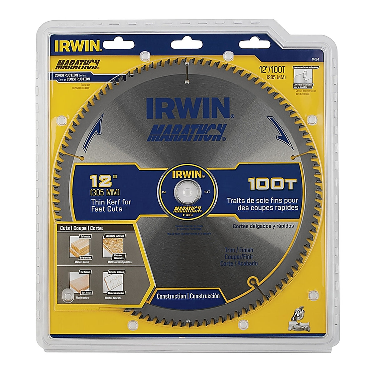 Irwin - 14084 - Marathon 12 In. D X 1 In. Carbide Circular Saw Blade 100 Teeth 1 Pack