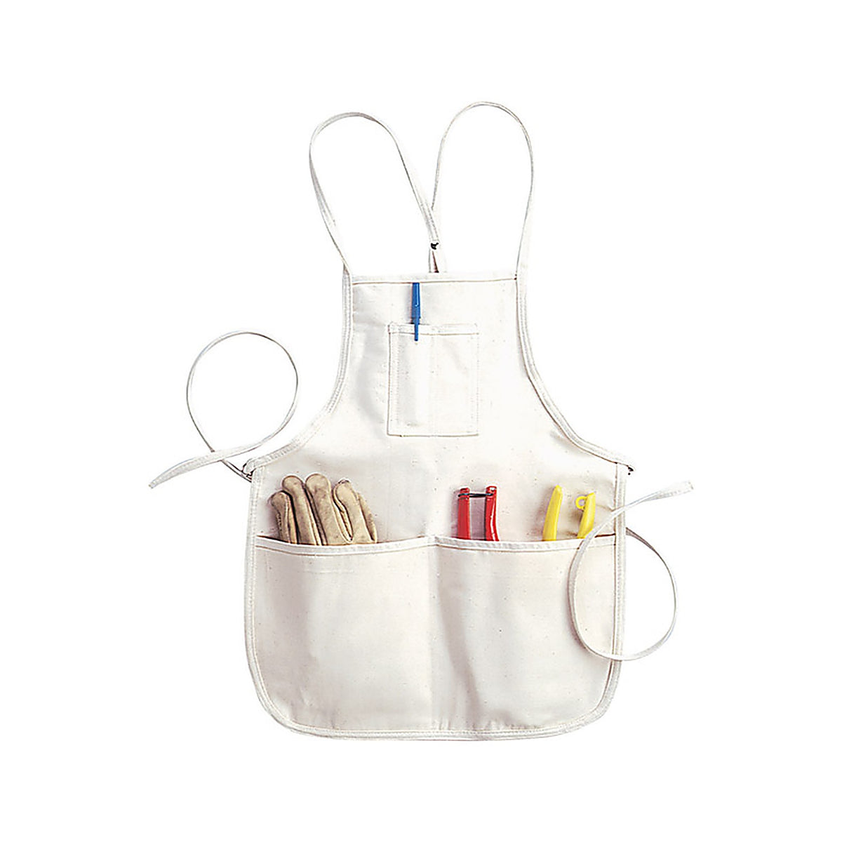 CLC - C11 - Heavy Duty 4 Pocket Canvas/Cotton Bib Apron White 1 Pack
