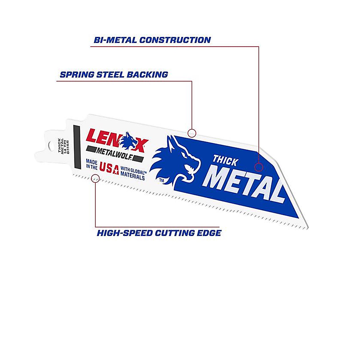 Lenox - 201726114R - Metalwolf 6 In. Bi-Metal Wave Edge Reciprocating Saw Blade 14 TPI 5 Pack