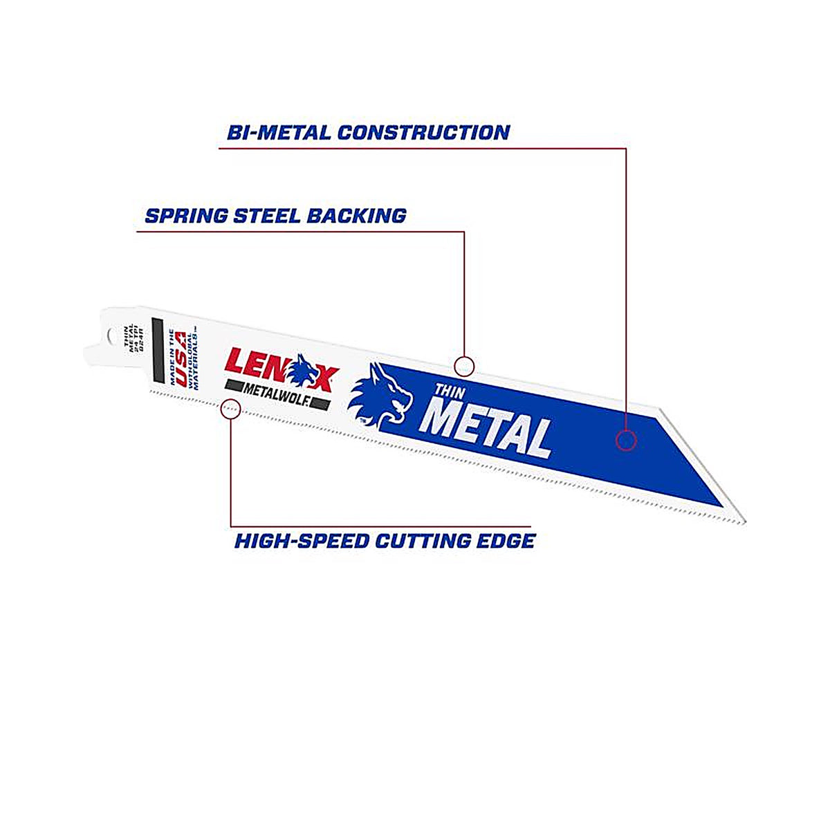 Lenox - 20579824R - Metalwolf 8 In. Bi-Metal Wave Edge Reciprocating Saw Blade 24 TPI 5 Pack