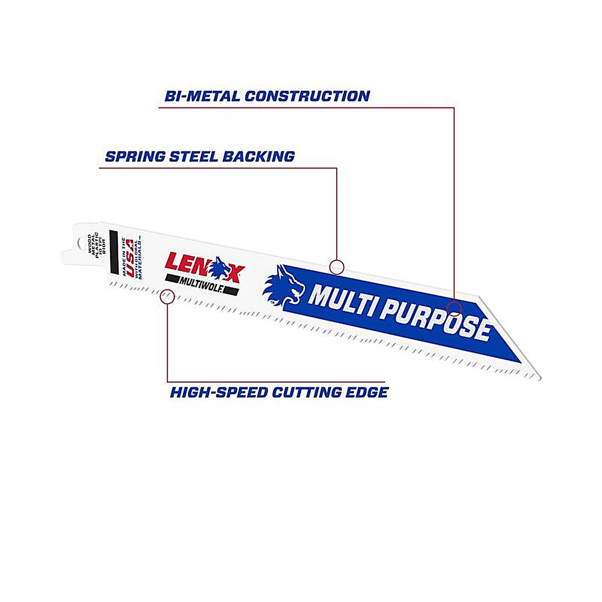 Lenox - 20590B810R - Multiwolf 8 In. Bi-Metal Wave Edge Reciprocating Saw Blade 10 TPI 25 Pack